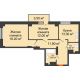 2 комнатная квартира 57,95 м² в ЖК Сокол Градъ, дом Литер 3 - планировка