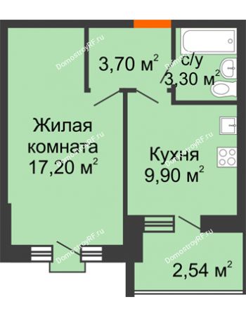 1 комнатная квартира 36,7 м² в ЖК Трамвай желаний, дом 5 этап (секция 9-10)