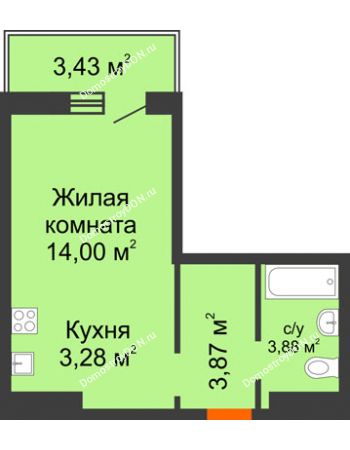 Студия 26,06 м² в ЖК Суворовский, дом Литер 10, Участок 123 - ЖК "Мозаика"
