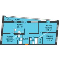 3 комнатная квартира 90,71 м² в ЖК Андерсен парк, дом ГП-5 - планировка