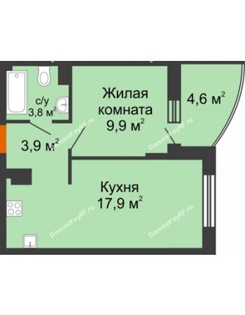 1 комнатная квартира 37,8 м² в ЖК Самолет, дом 4 очередь - Литер 22