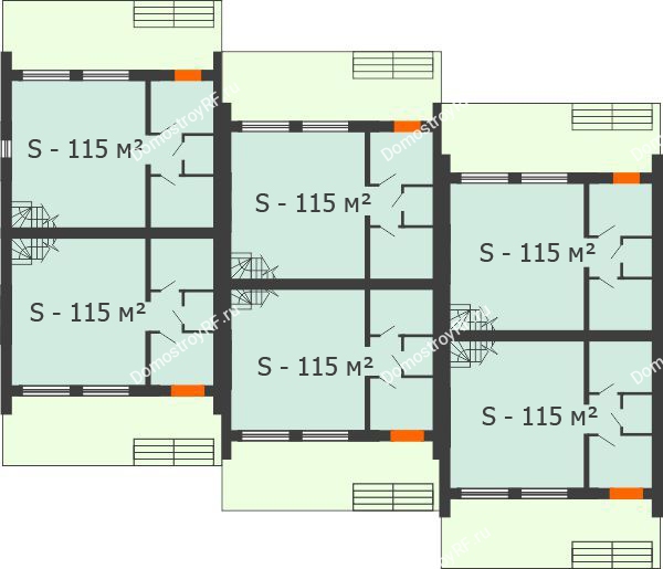 Планировка 1 этажа в доме Гангутская, 17 (таунхаусы 115м2) в КП Панорама