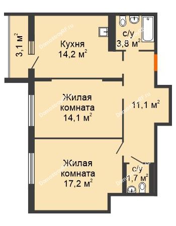 2 комнатная квартира 65,3 м² в Макрорайон Амград, дом № 4