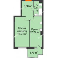 1 комнатная квартира 39,45 м² в ЖК Сердце Ростова 2, дом Литер 1 - планировка