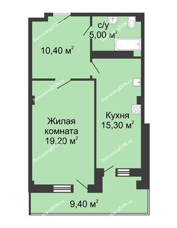 1 комнатная квартира 54,6 м² - ЖК Дом на Береговой