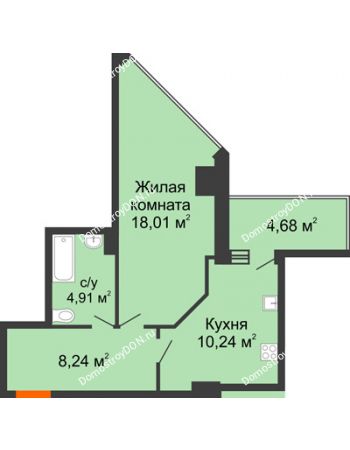 1 комнатная квартира 42,8 м² - ЖК Максим Горький