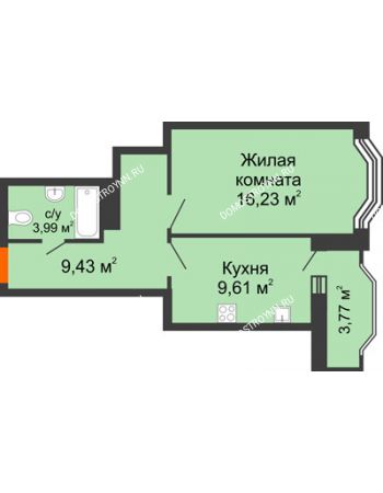 1 комнатная квартира 41,15 м² в ЖК Каскад на Менделеева, дом № 1