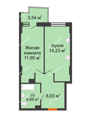 1 комнатная квартира 39,96 м² в ЖК Сердце Ростова 2, дом Литер 6