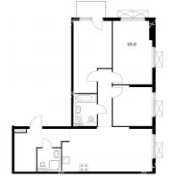 3 комнатная квартира 85,6 м² в ЖК Савин парк, дом корпус 3 - планировка