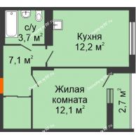 1 комнатная квартира 37,87 м² в Макрорайон Амград, дом № 4 - планировка