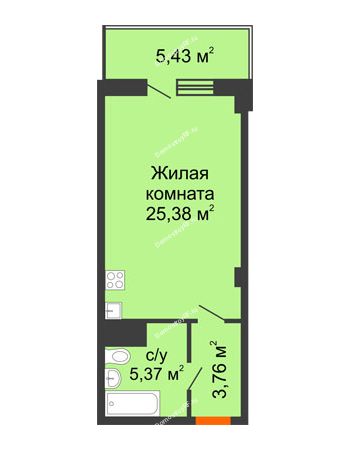 Студия 36,24 м² - Жилой дом на Светлогорской	