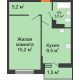 1 комнатная квартира 34,5 м² в ЖК SkyPark (Скайпарк), дом Литер 1, корпус 2, 1 этап - планировка