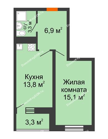 1 комнатная квартира 40,8 м² в ЖК Звезда Столицы, дом Литер 4