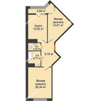 2 комнатная квартира 66,3 м² в ЖК Сердце, дом 1 - планировка