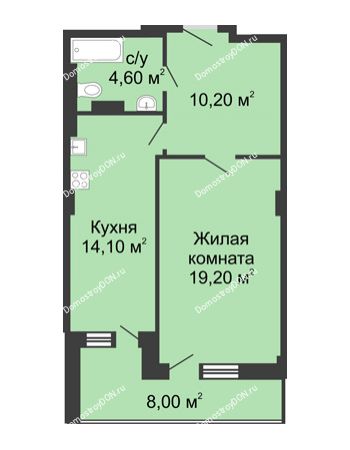 1 комнатная квартира 52,1 м² - ЖК Дом на Береговой