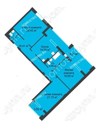 3 комнатная квартира 116,49 м² в ЖК Воскресенская слобода, дом №1