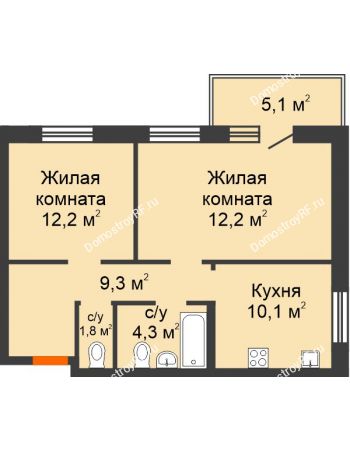 2 комнатная квартира 58,1 м² в ЖК City Life (Сити Лайф) , дом Секция C1