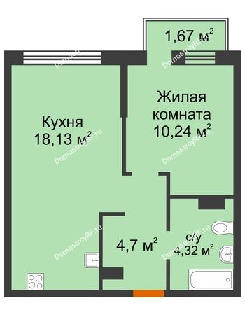 2 комнатная квартира 39,06 м² в ЖК Сердце Сибири, дом № 76, квартал Геологов (ГП-2)