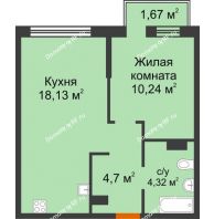 2 комнатная квартира 39,06 м² в ЖК Сердце Сибири, дом Квартал Геологов, ГП-2 - планировка