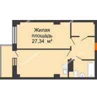 2 комнатная квартира 47,19 м² в ЖК Сокол Градъ, дом Литер 1 - планировка