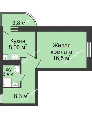 1 комнатная квартира 37,6 м² в ЖК Звезда Столицы, дом Литер 1