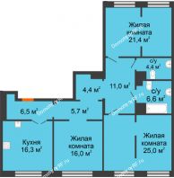 3 комнатная квартира 121 м² в Архитектурный Ансамбль Вознесенский, дом Дом Собенникова - планировка