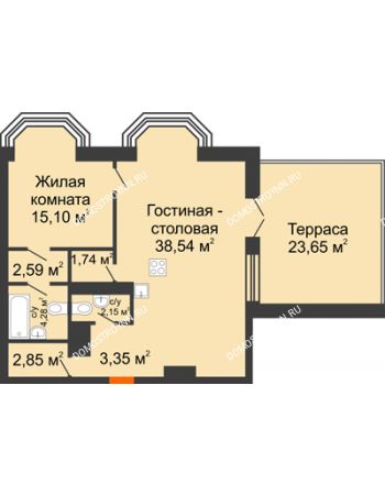 2 комнатная квартира 77,7 м² - ЖК Дом на Гребешке