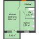 1 комнатная квартира 40,16 м², ЖК Городская 182Б - планировка